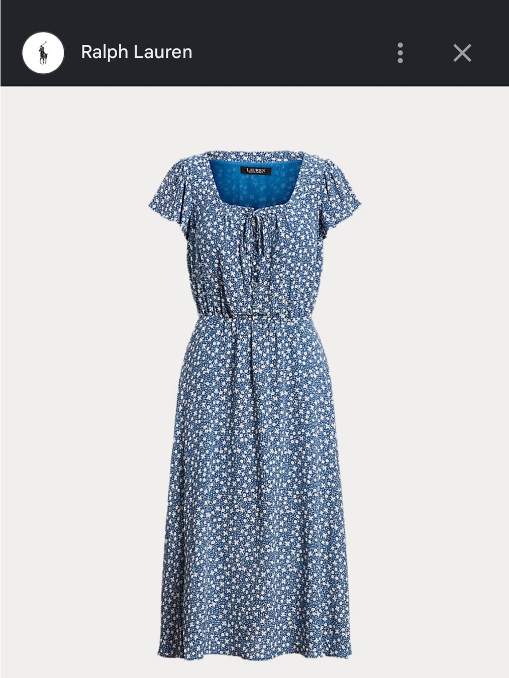 Ralph Lauren Blue Floral Tie‑Front Midi Dress
